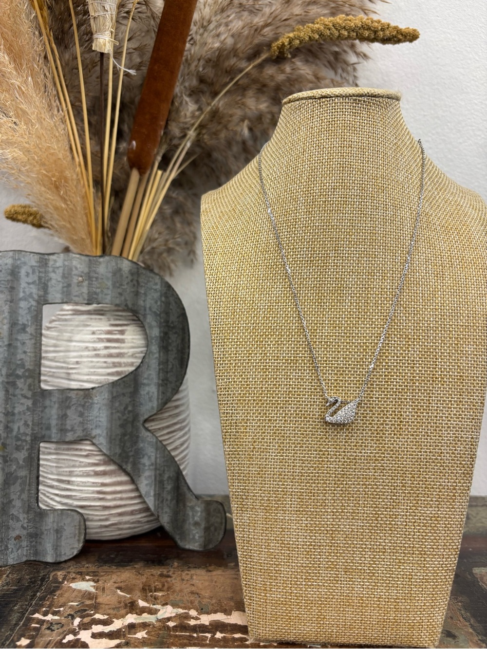 Swarovski Silver Swan Crystal Pendant Necklace